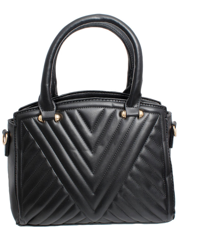 Purse Black Chevron Quilted Set Bag for Women