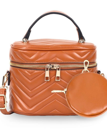 Purse Camel Vanity Case Crossbody for Women
