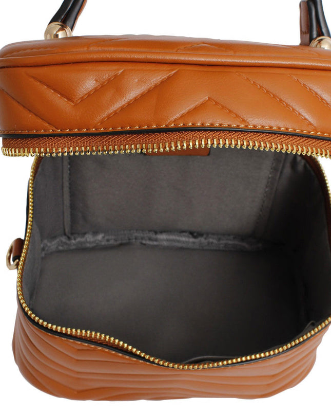 Purse Camel Vanity Case Crossbody for Women