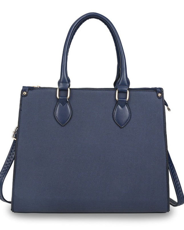 Purse Blue Pebble Grain Satchel Handbag for Women