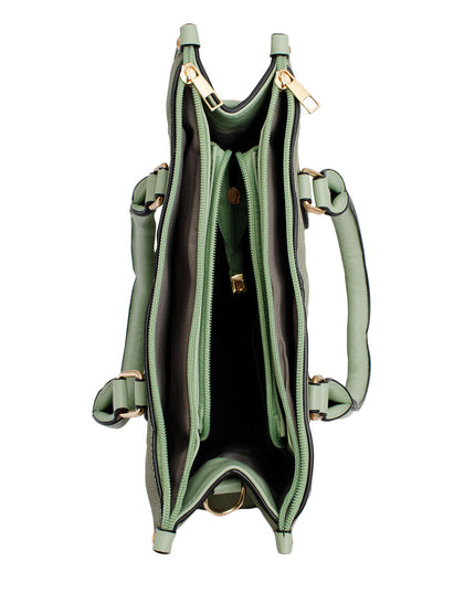 Purse Green Pebble Grain Satchel Handbag for Women