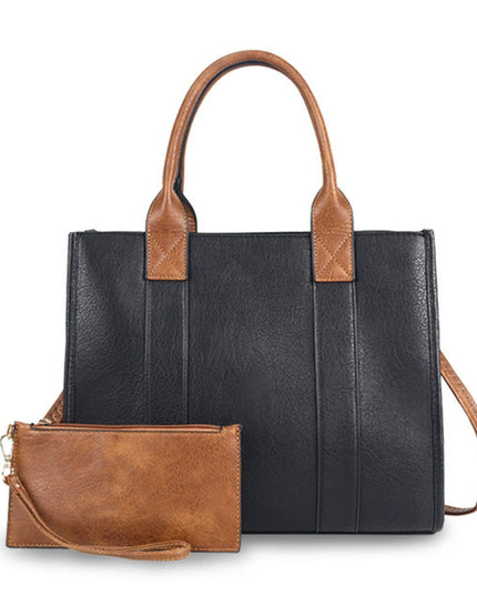 Purse Black Soft Grain Satchel Bag for Women