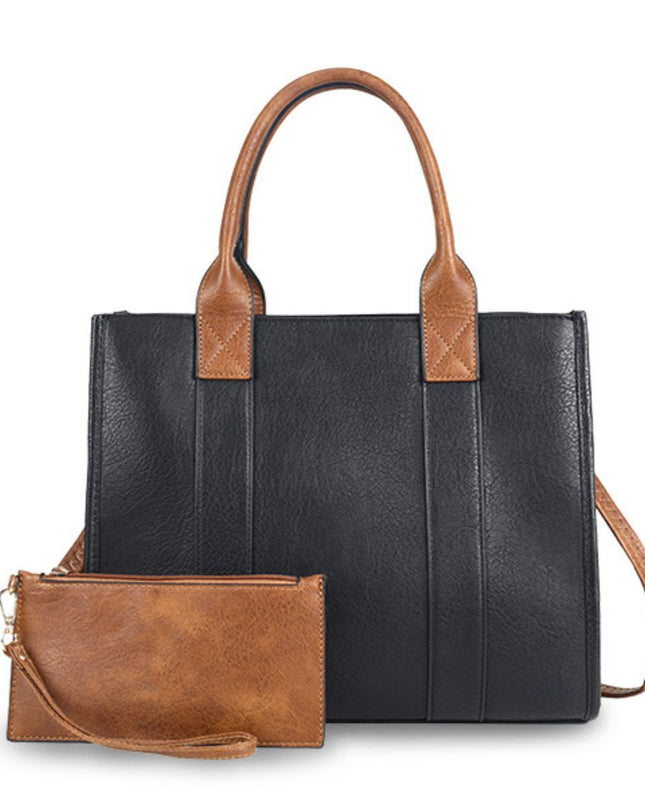 Purse Black Soft Grain Satchel Bag for Women