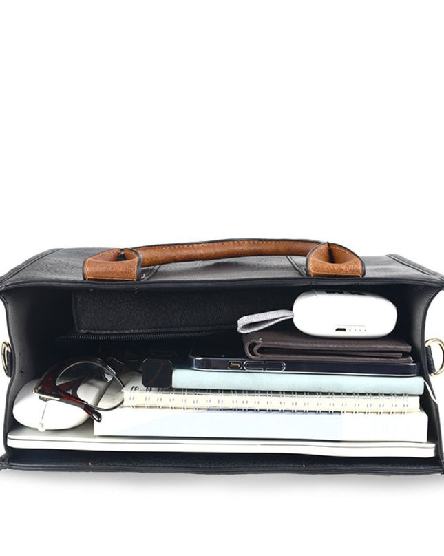 Purse Black Soft Grain Satchel Bag for Women