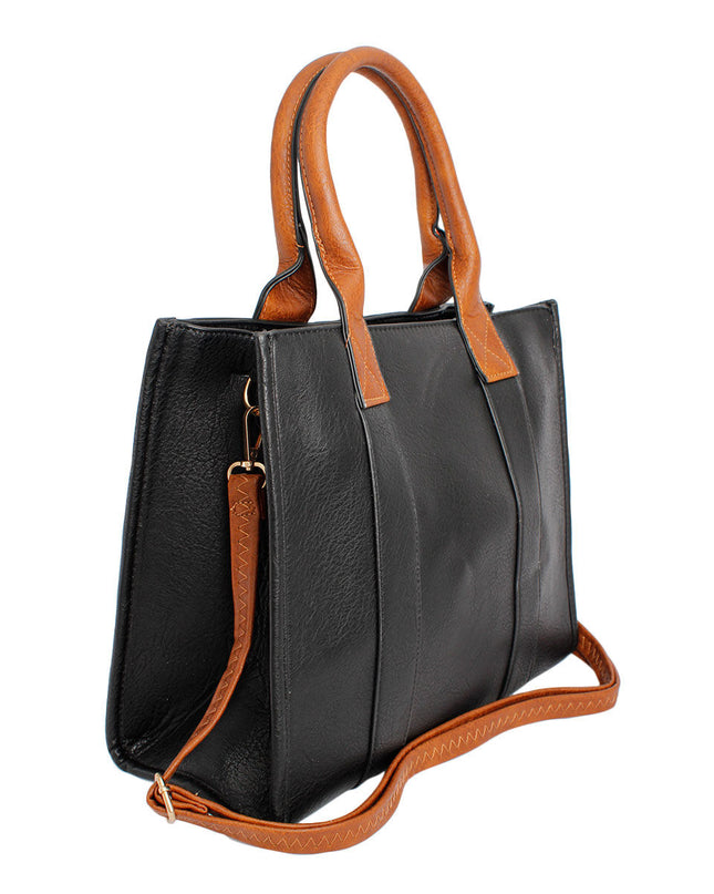 Purse Black Soft Grain Satchel Bag for Women