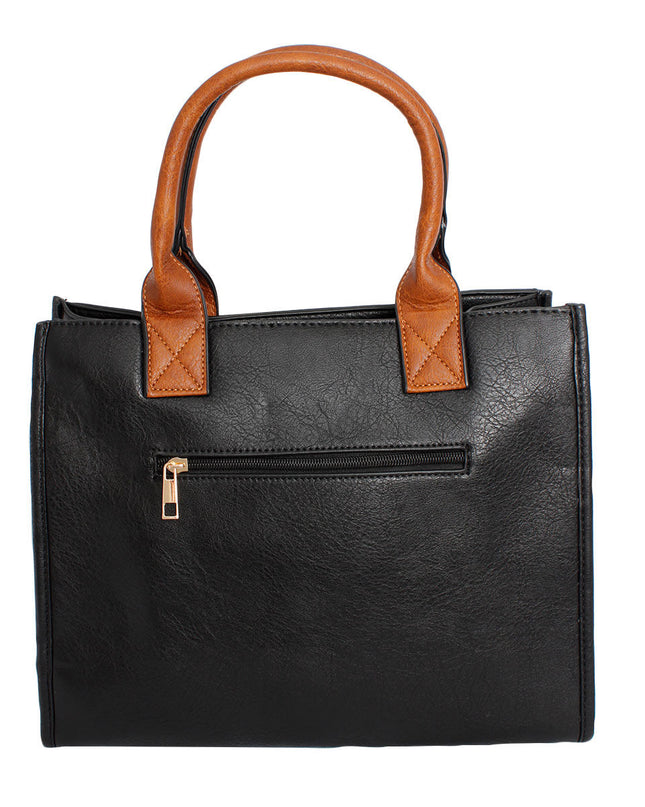 Purse Black Soft Grain Satchel Bag for Women