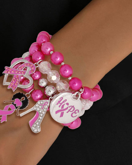 Pink Cancer Ribbon Bracelets