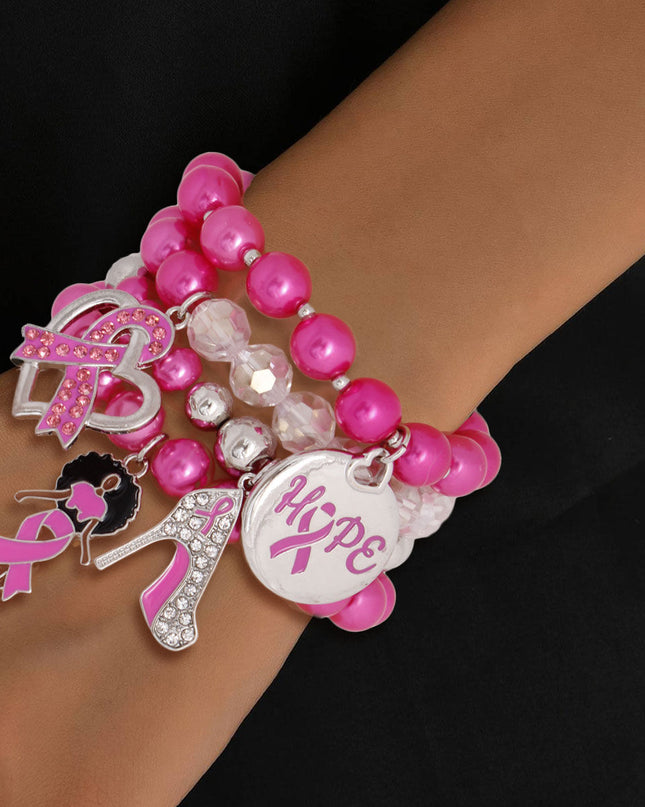 Pink Cancer Ribbon Bracelets