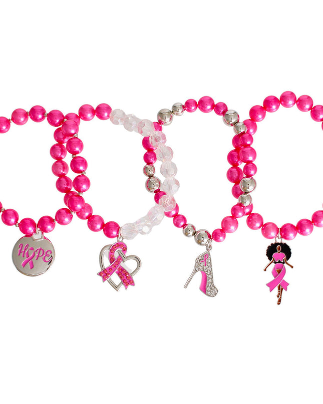 Pink Cancer Ribbon Bracelets