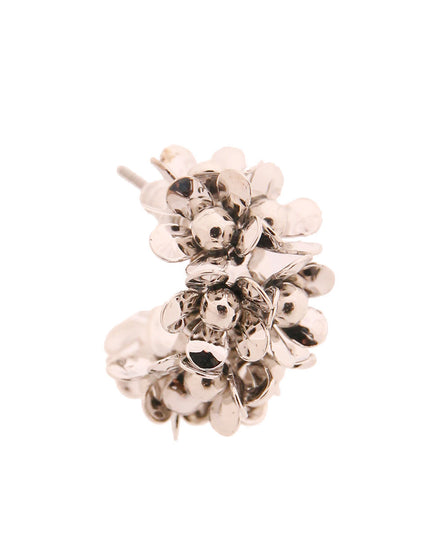 Silver Flower Hoop Earrings