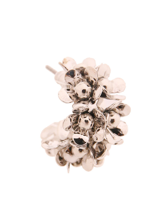 Silver Flower Hoop Earrings