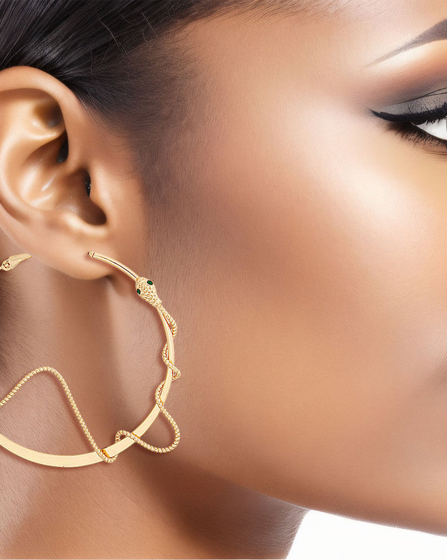 Gold Snake Wrapped Hoops