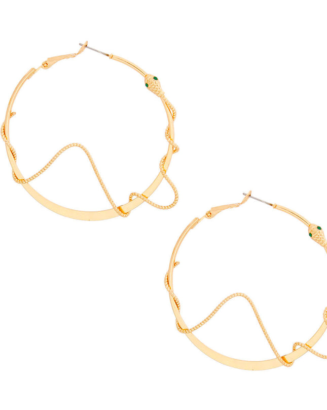 Gold Snake Wrapped Hoops