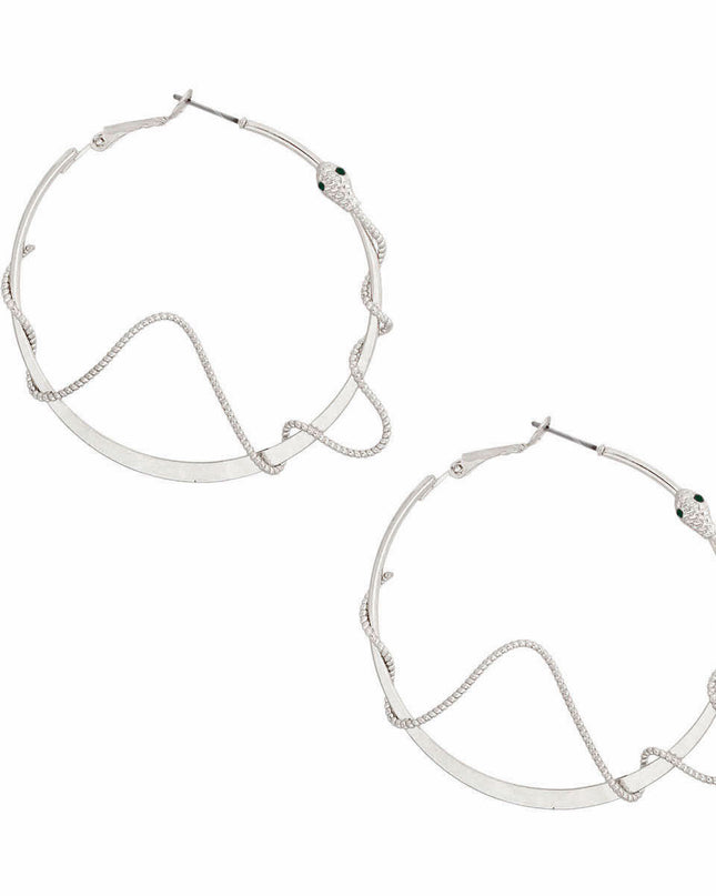 Silver Snake Wrapped Hoops