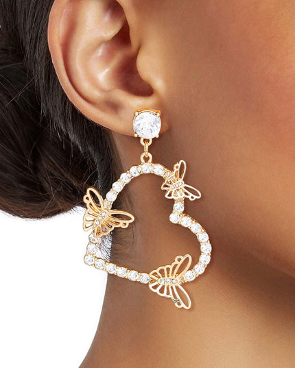 Gold Butterfly Heart Earrings