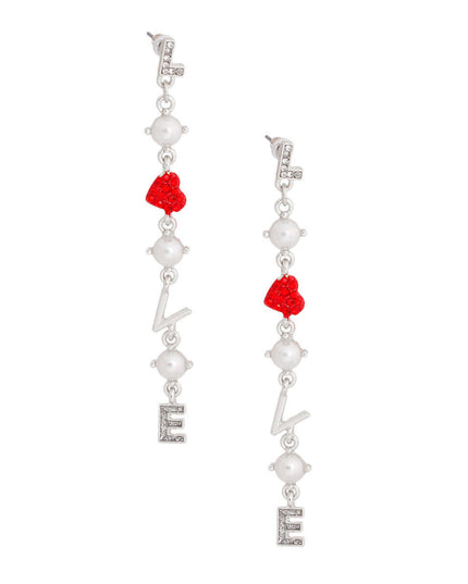 LOVE Pearl Heart Silver Earrings