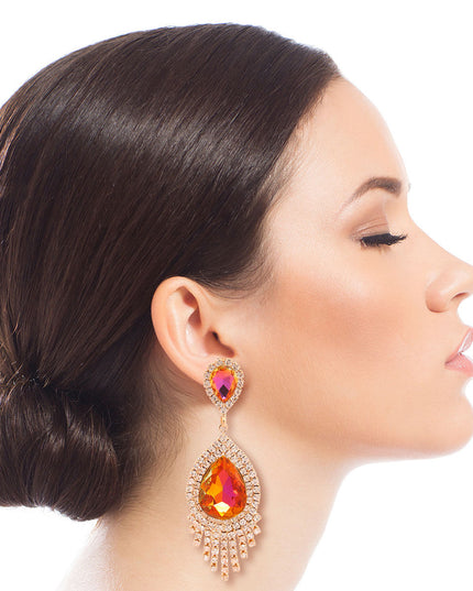 Purple Teardrop Fringe Earrings