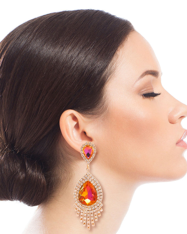 Purple Teardrop Fringe Earrings
