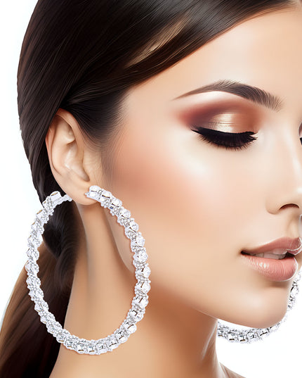 Silver Ball Chain Wrapped Hoops