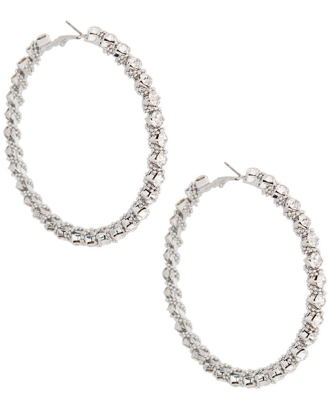 Silver Ball Chain Wrapped Hoops