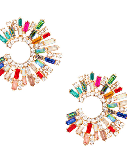 Multi Glass Crystal Round Studs