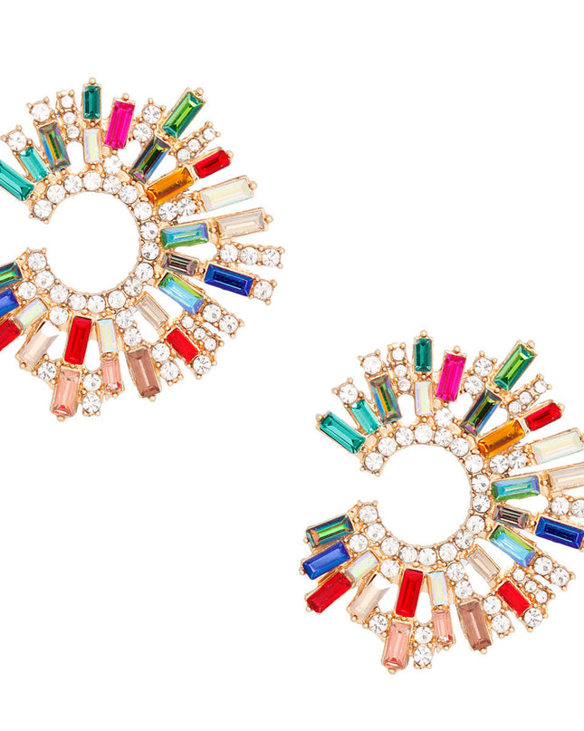 Multi Glass Crystal Round Studs