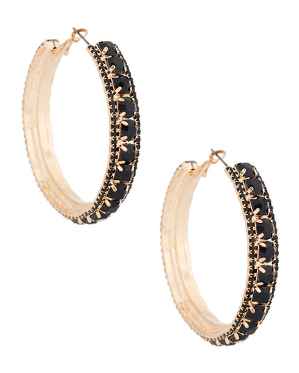 Gold Black Stone Claw Set Hoops