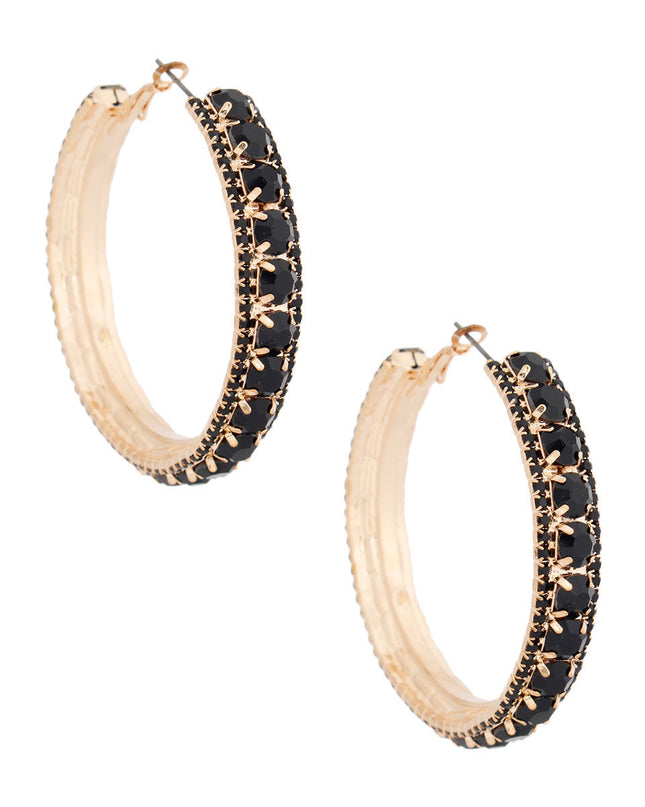 Gold Black Stone Claw Set Hoops