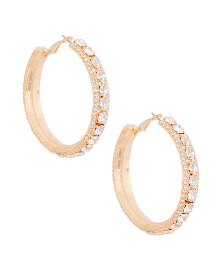 Gold Clear Stone Claw Set Hoops