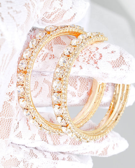 Gold Clear Stone Claw Set Hoops