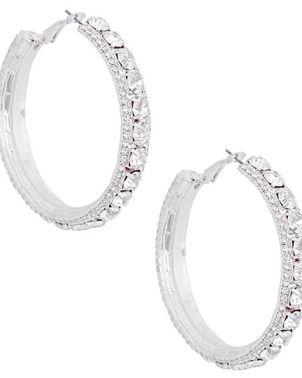 Silver Clear Stone Claw Set Hoops