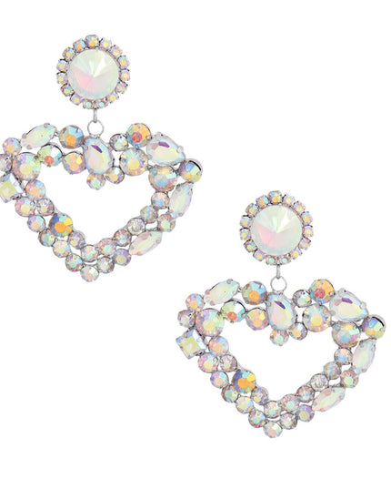 Silver Multi AURBO Heart Earrings