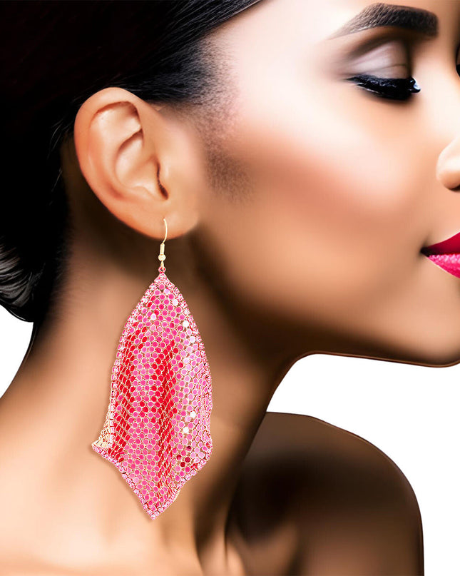 Pink Mesh Chainmail Earrings