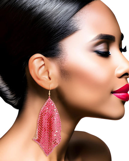 Pink Mesh Chainmail Earrings