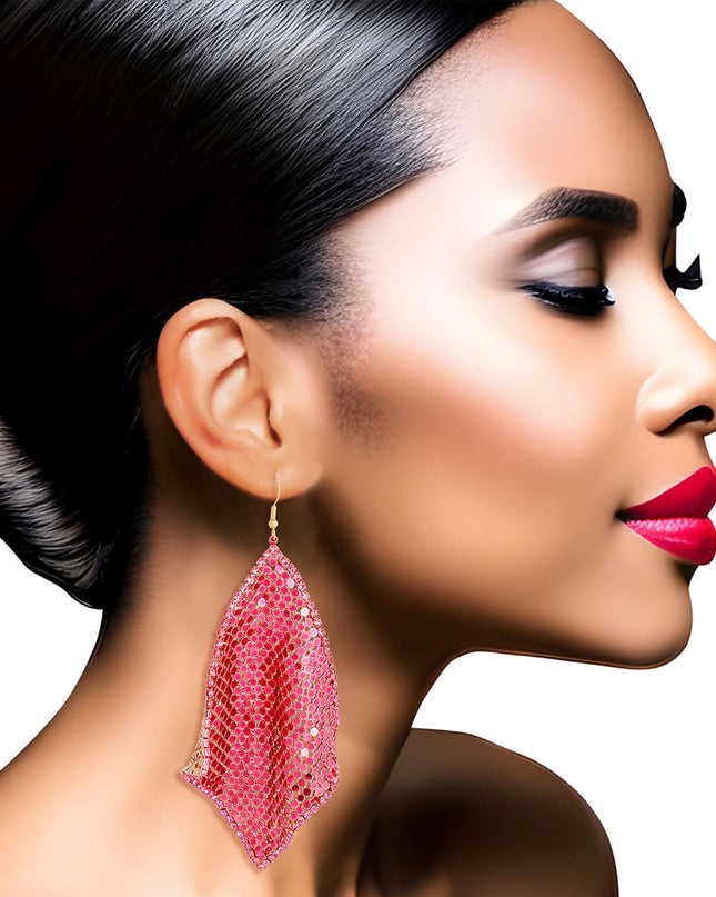 Pink Mesh Chainmail Earrings