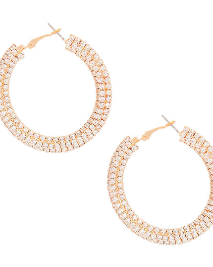 Gold Stacked Pave 55mm Hoops