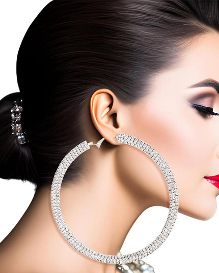 Silver Stacked Pave Hoops