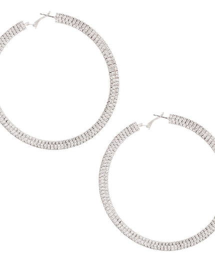 Silver Stacked Pave Hoops