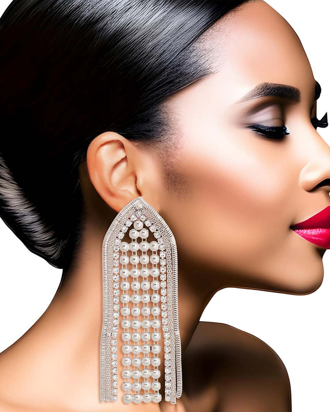 Silver Chainmail Fringe Earrings