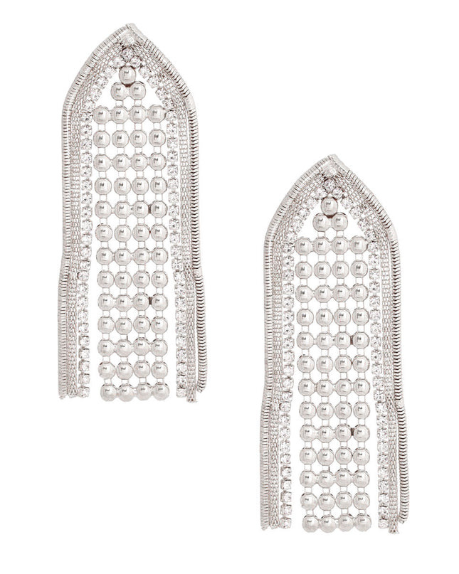 Silver Chainmail Fringe Earrings