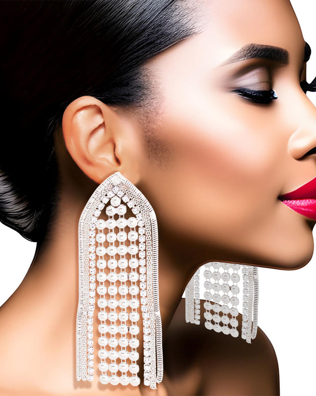 Silver Chainmail Fringe Earrings