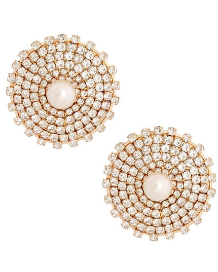 Gold Stone Pearl Studs