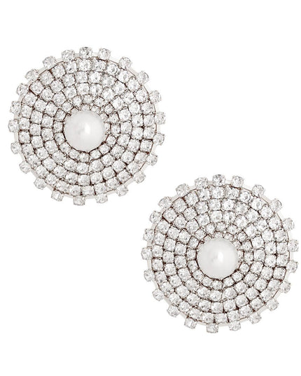 Silver Stone Pearl Studs