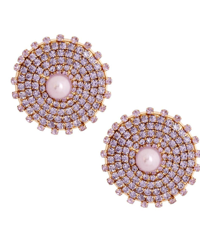 Purple Stone Pearl Studs