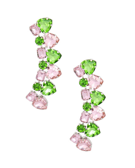 Dangle Pink Green Heart Crystal Earrings for Women