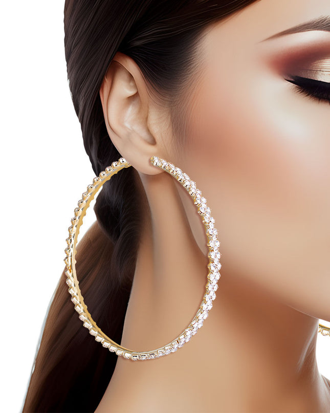 Gold Separated Stone Set Hoops