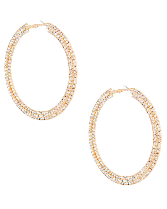 Gold Separated Stone Set Hoops