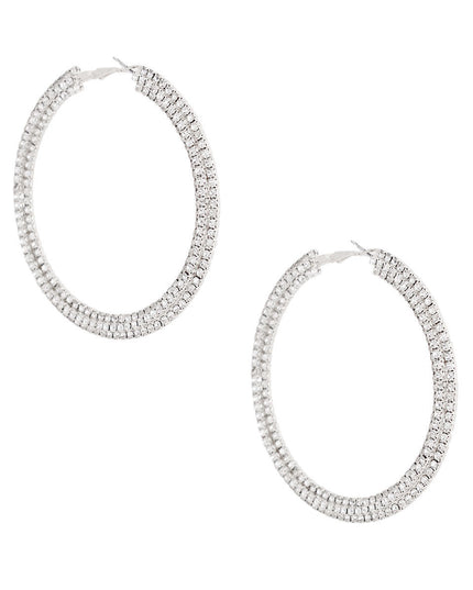 Silver Separated Stone Set Hoops