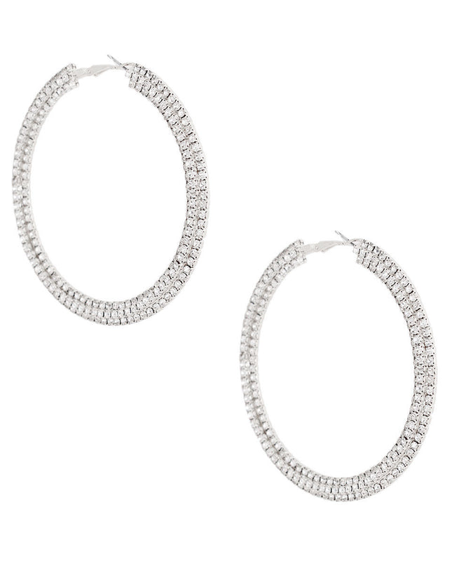 Silver Separated Stone Set Hoops