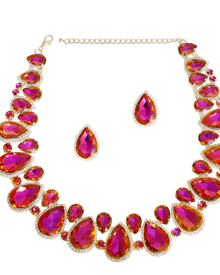 Purple Teardrop Crystal Collar Set
